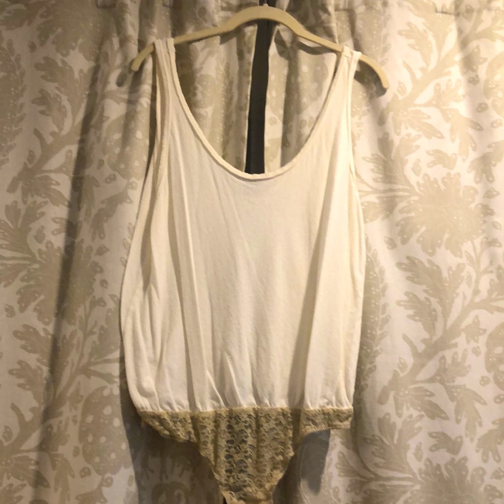 Cream free people body suit